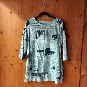 Sole Dione Studio Vintage Newspaper Print Top